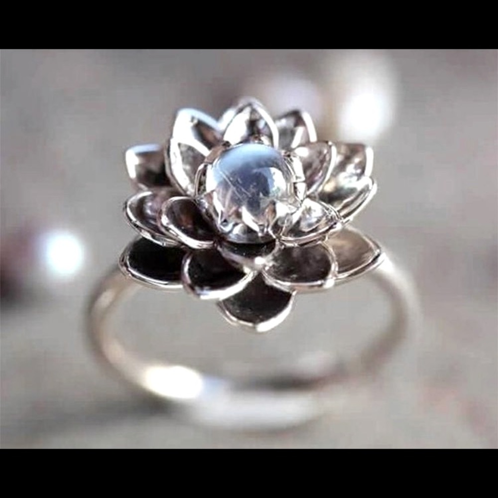 Moonstone Lotus Ring